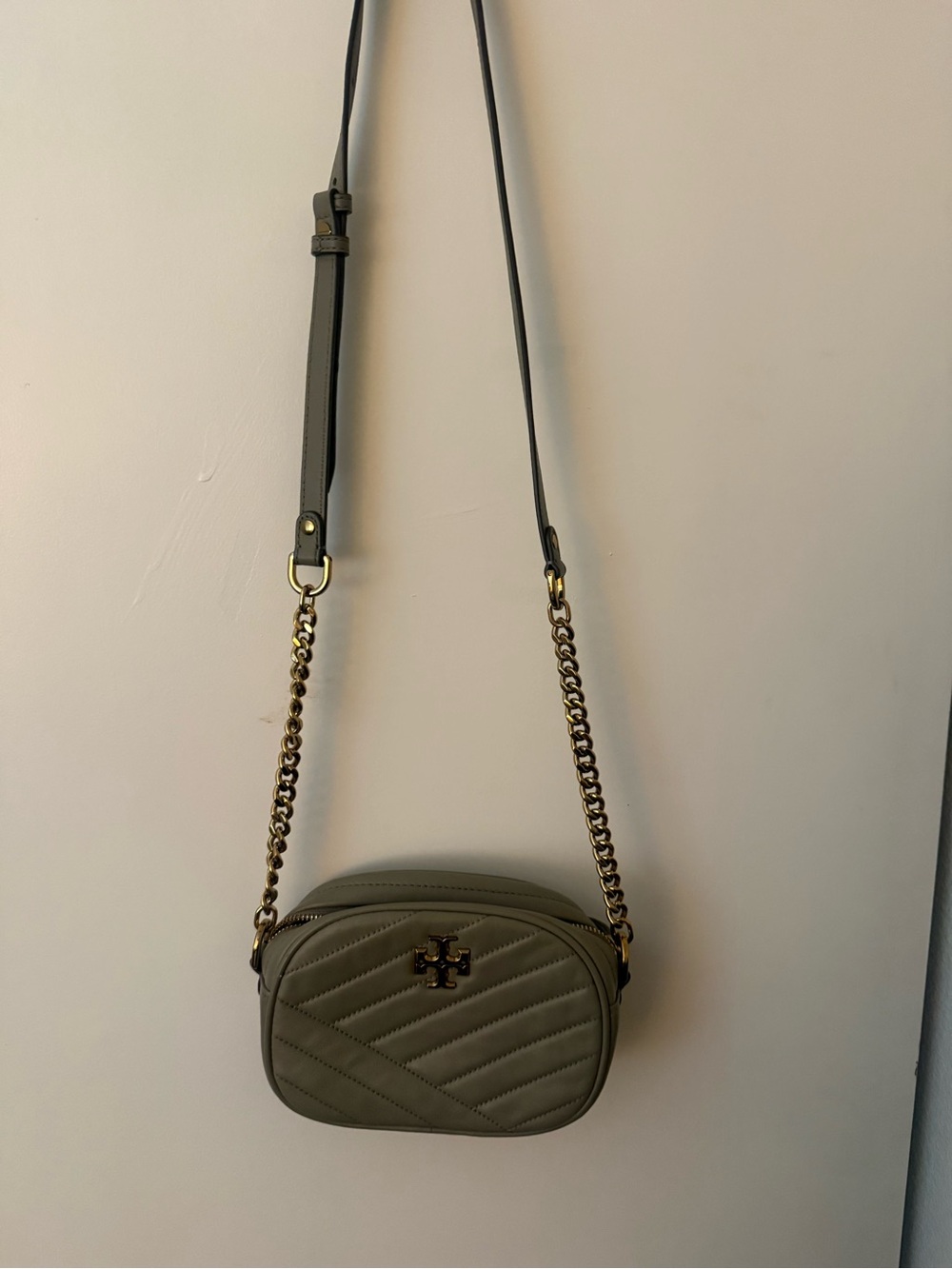Tory Burch Grey Quilted Crossbody Bag